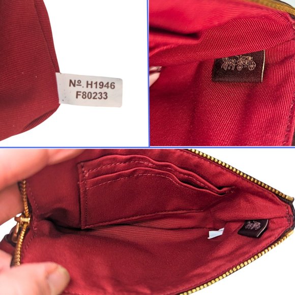 Coach Signature Monogram Logo Brown Zippy Wristlet Wallet - Picture 7 of 8